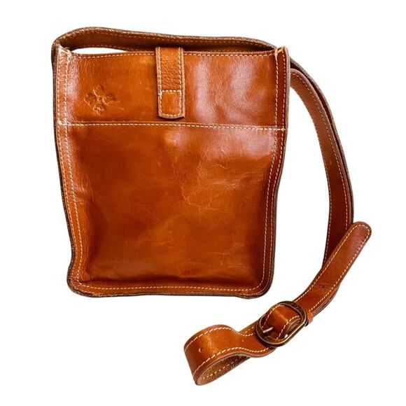 Patricia Nash Heritage Brown Leather Venezia Crossbody Buckle Saddle Bag Pouch - Picture 6 of 9